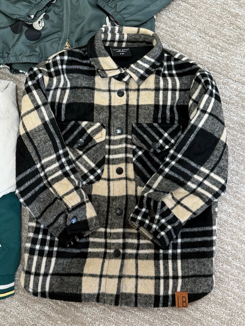 LITTLE BIPSY Wool Blend Plaid Shacket - Size 2T